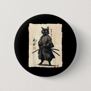 Samurai Cat Japanese Anime Cat Lover Funny For Men 2 Inch Round Button