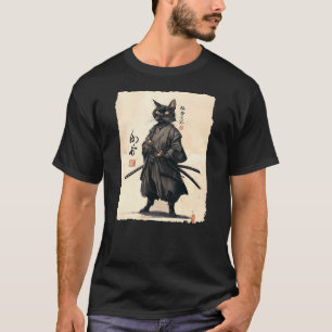 Samurai Cat Japanese Anime Cat Lover Funny For Men T-Shirt