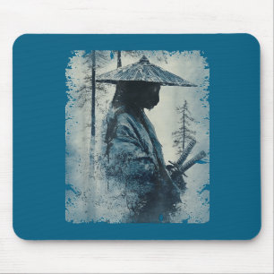Samurai Cat Japanese Art Anime Men Women Kids Grap Mouse Pad