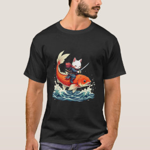 Samurai Cat Japanese Koi Fish T-Shirt