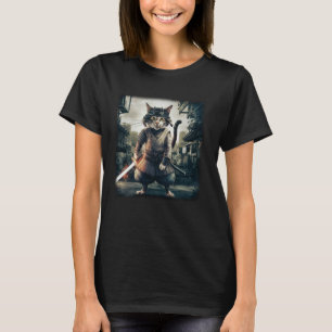Samurai Cat Japanese Warrior Vintage T-Shirt