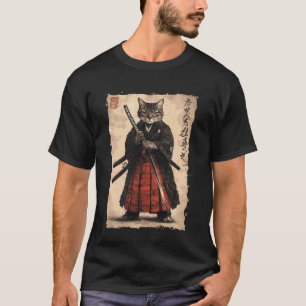 Samurai Cat Kanji - Japan Warrior Katana Power T-Shirt