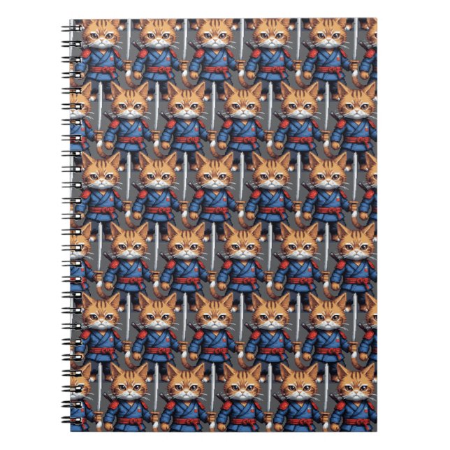 Samurai Cat Pixel Art Notebook (Front)
