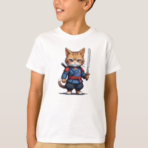 Samurai Cat Pixel Art T-Shirt