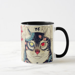 SAMURAI CAT PORTRAIT WITH SERPENT TATTOOS MUG