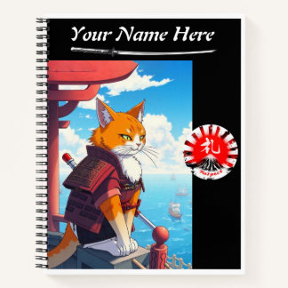 Samurai Cat Respect Spiral Notebook