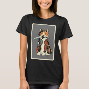 Samurai Cat Tattoo Style Japanese T-Shirt