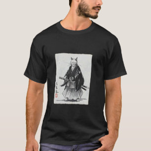 Samurai Cat Ukiyo-e Ink Art u2013 Japanese Warrior T-Shirt