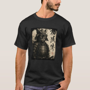 Samurai Cat Ukiyo-e Japanese Warrior Art Retro Vin T-Shirt