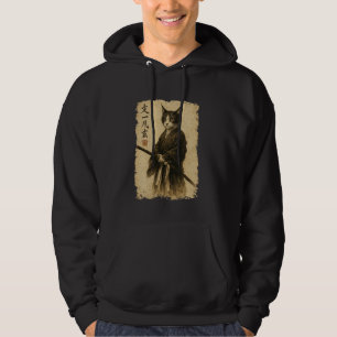 Samurai Cat Vintage Ukiyo-E Warrior Art Graphic Ca Hoodie