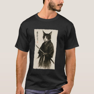 Samurai Cat Vintage Ukiyo-e Warrior Art Graphic Ca T-Shirt