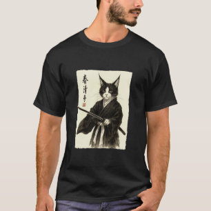 Samurai Cat Vintage Ukiyo-e Warrior Art Graphic Ca T-Shirt