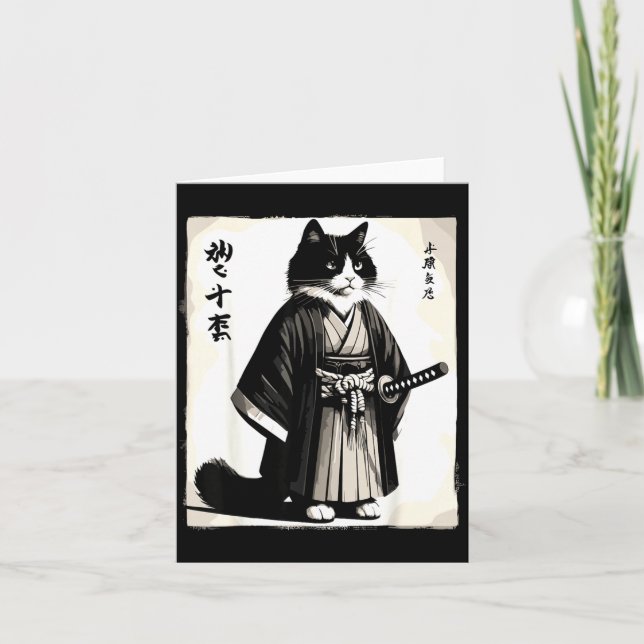 Samurai Cat Vintage Warrior Japanese Anime  Card (Front)