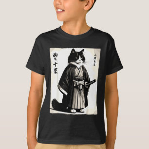 Samurai Cat Vintage Warrior Japanese Anime  T-Shirt