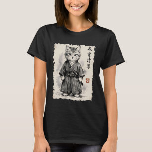 Samurai Cat Warrior Anime Japanese Art Kawaii Cat T-Shirt