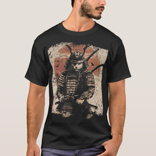 Samurai Cat Warrior Art Lovers  T-Shirt (Front)