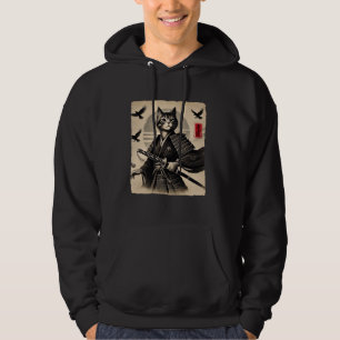 Samurai Cat Warrior Japanese Art Cat Ukiyo Graphic Hoodie