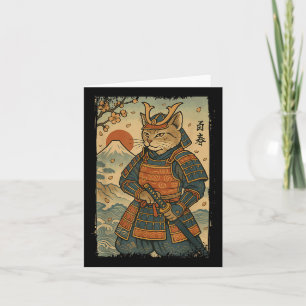 Samurai Cat Warrior Japanese Ukiyo-e Artwork Cat S Card