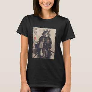 Samurai Cat Warrior Ukiyo Ink Artwork Cat Samurai T-Shirt