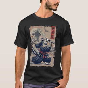 Samurai Cat Warrior Ukiyo Ink Artwork Cat Samurai T-Shirt