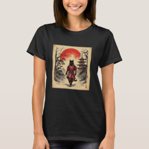 Samurai Cat Warrior Vintage Funny Cat Ukiyo Ink Ar T-Shirt
