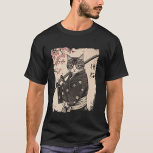Samurai Cat Warrior Vintage Japanese Ukiyo-e Bloss T-Shirt