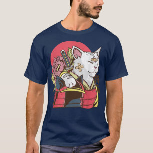 Samurai Cat with Armor Plaster Asian Martial Arts T-Shirt