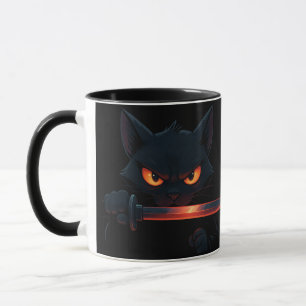 Samurai Cat with Katana - Japanese Style Mug