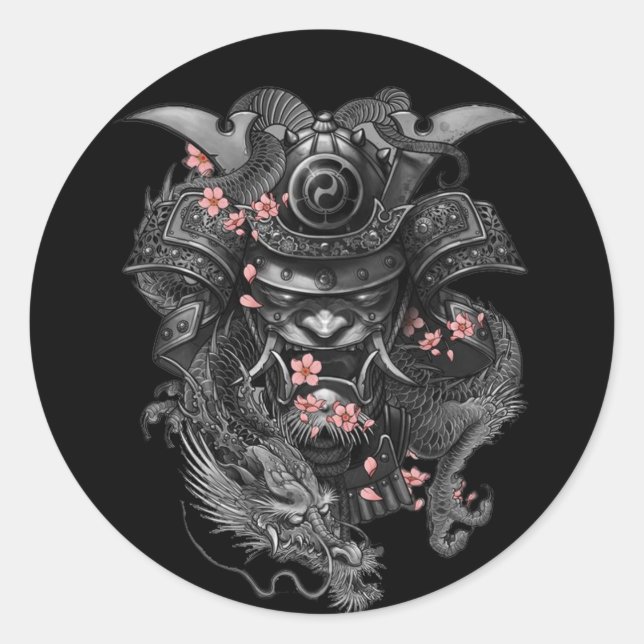 samurai classic round sticker (Front)