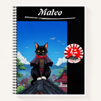 Samurai Compassion Cat Spiral Notebook