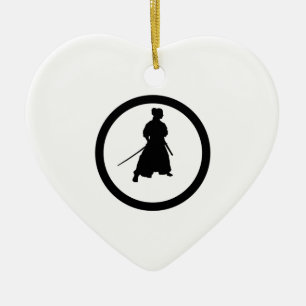 Samurai crest ceramic ornament