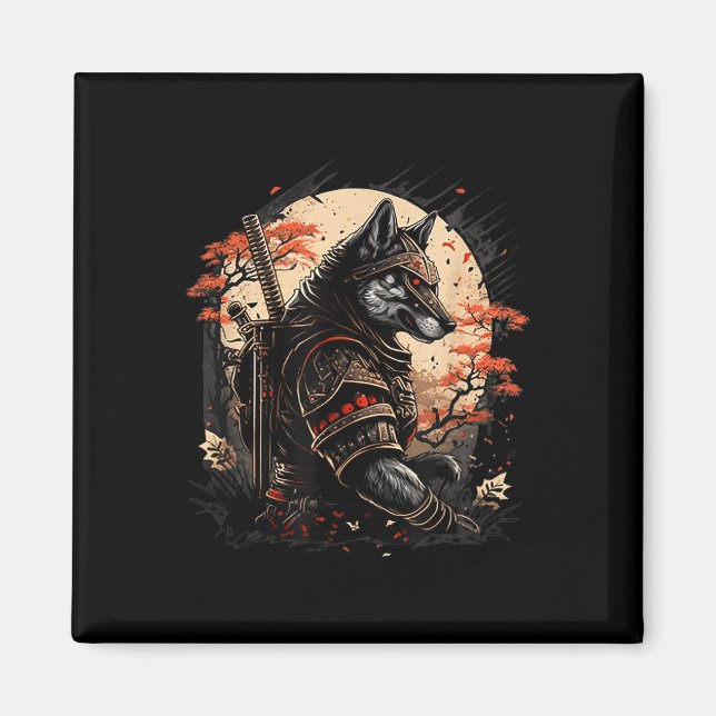 Samurai Dog Japanese Tattoo Graphic For Men Boys W Magnet (Front)