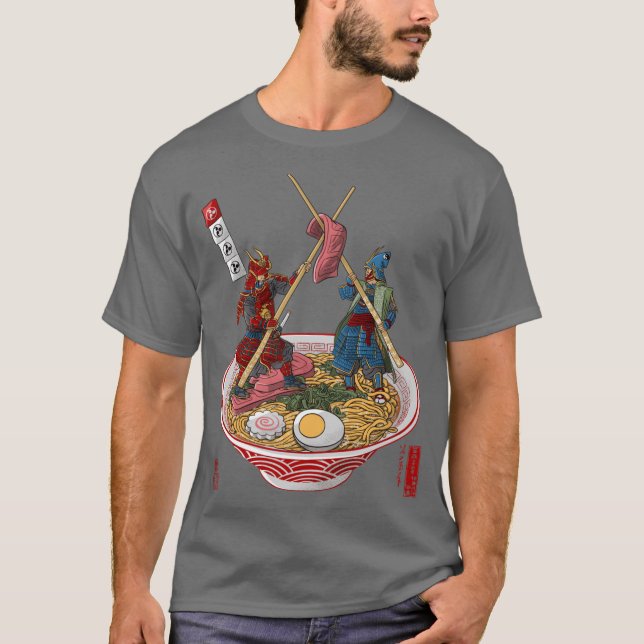 Samurai duel over Ramen Oversized T-Shirt (Front)