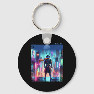 Samurai Electric Pole In Japanese Retro Cyberpunk  Keychain