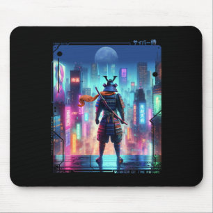 Samurai Electric Pole In Japanese Retro Cyberpunk Mouse Pad