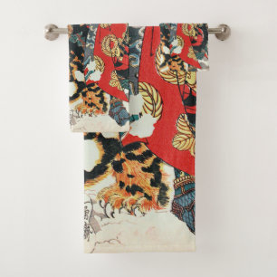 Samurai Fighting a Tiger, Kuniyoshi, Ukiyo-e Bath Towel Set