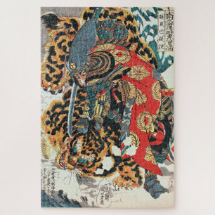 Samurai Fighting a Tiger, Kuniyoshi, Ukiyo-e Jigsaw Puzzle
