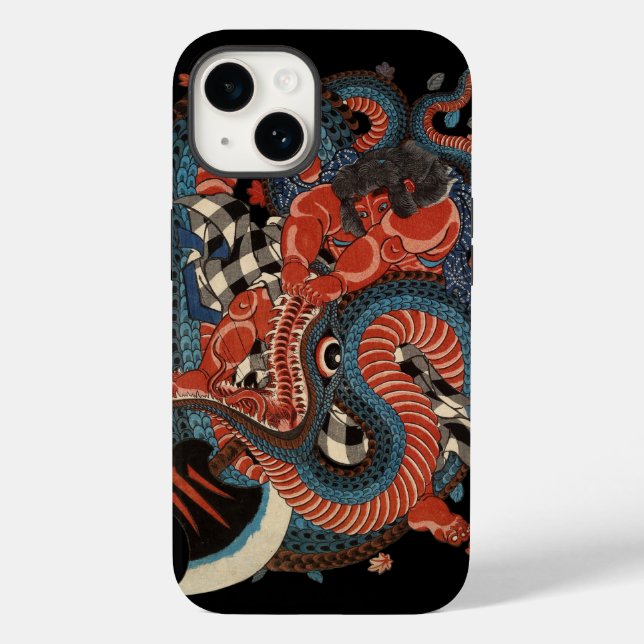 SAMURAI FIGHTING GIANT SNAKE Case-Mate iPhone CASE (Back)