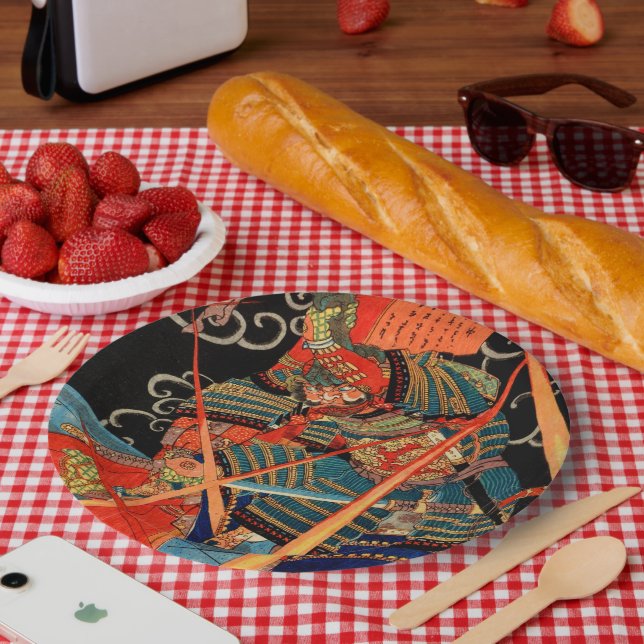 SAMURAI FIGHTING MONSTER PAPER PLATE (Picnic)