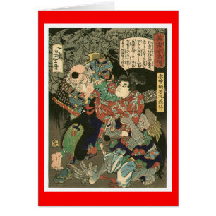 Samurai fighting Tengu, Circa 1866
