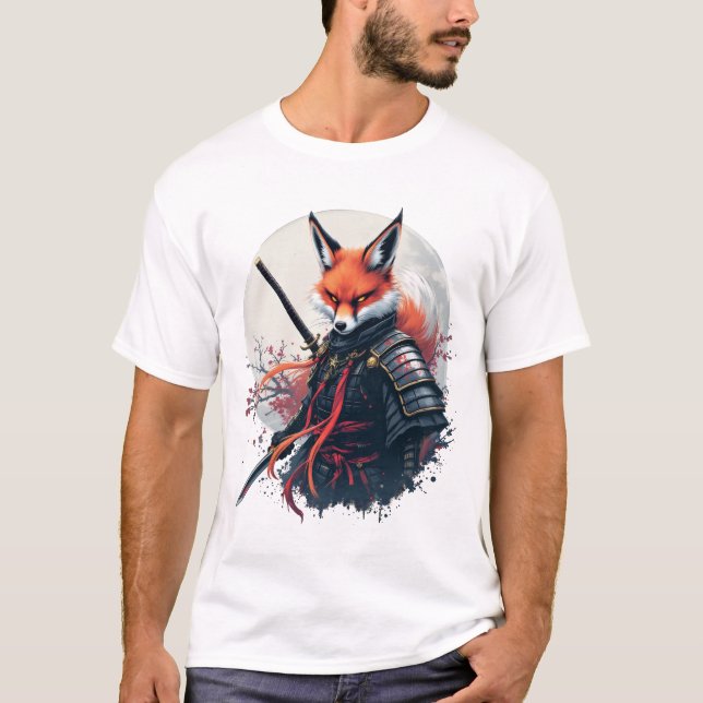 Samurai Fox Warrior Japanese Ninja Fox Kawaii T-Sh T-Shirt (Front)