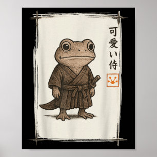 Samurai Frog Japanese Art Anime Funny Men Women Ki Poster