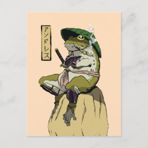 Samurai Frog Poster Faux Canvas Print Acrylic Prin Postcard