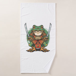  Samurai frog warrior  Bath Towel