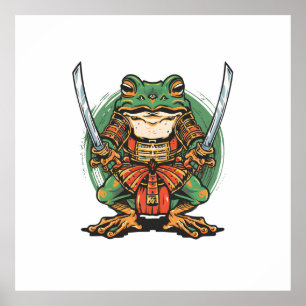 Samurai frog warrior Poster