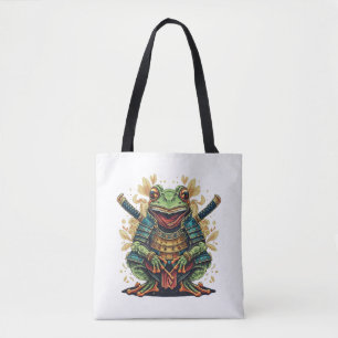 Samurai frog warrior Shoulder Tote Bag