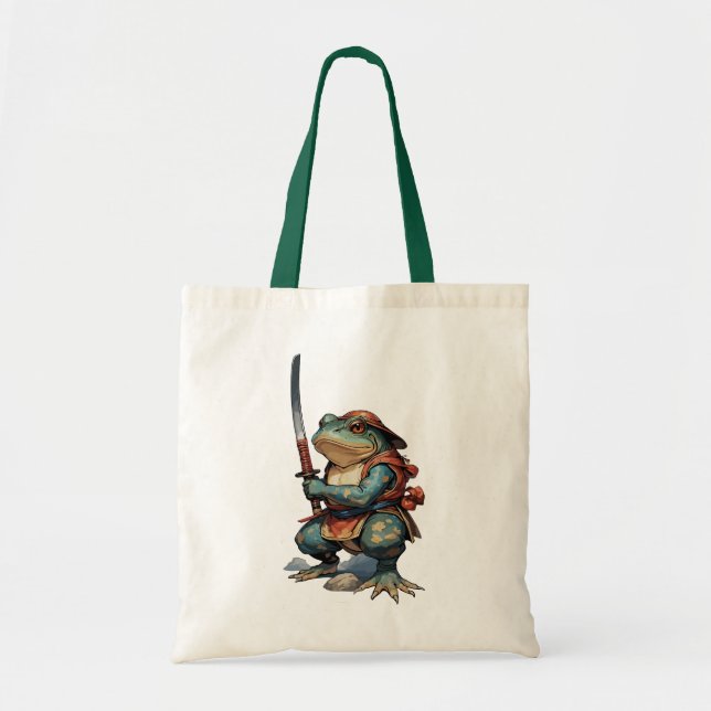 Samurai Frog Warrior with Katana Tote Bag (Front)