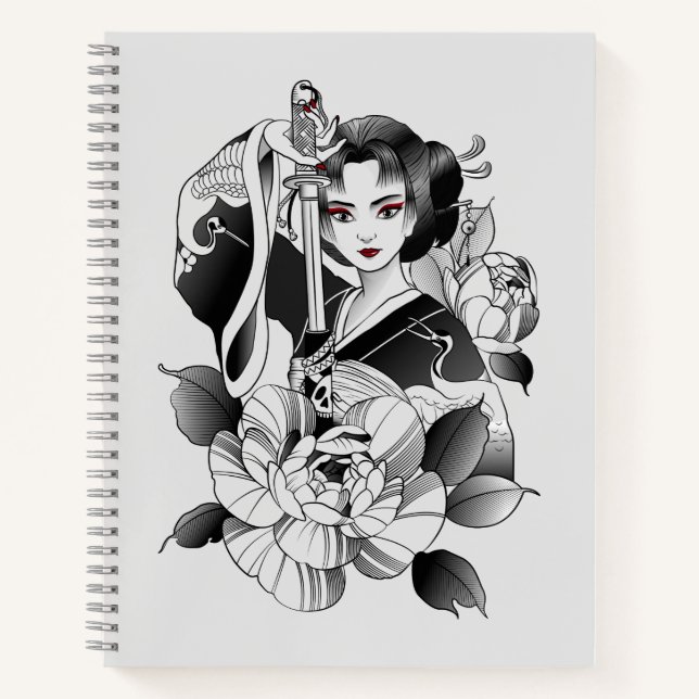 “Samurai Geisha and Her Katana” Notebook (Front)
