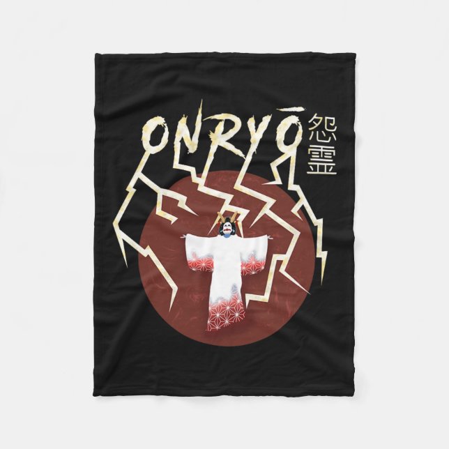 Samurai Ghost Boo Groovy Cute Ghost Funny Hallowee Fleece Blanket (Front)
