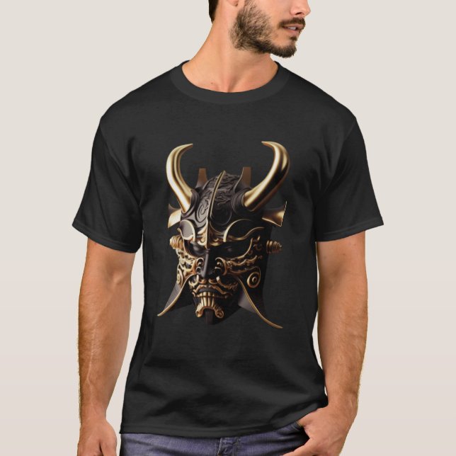 Samurai Helmet Warrior Bushido Oni Mask Japanese C T-Shirt (Front)